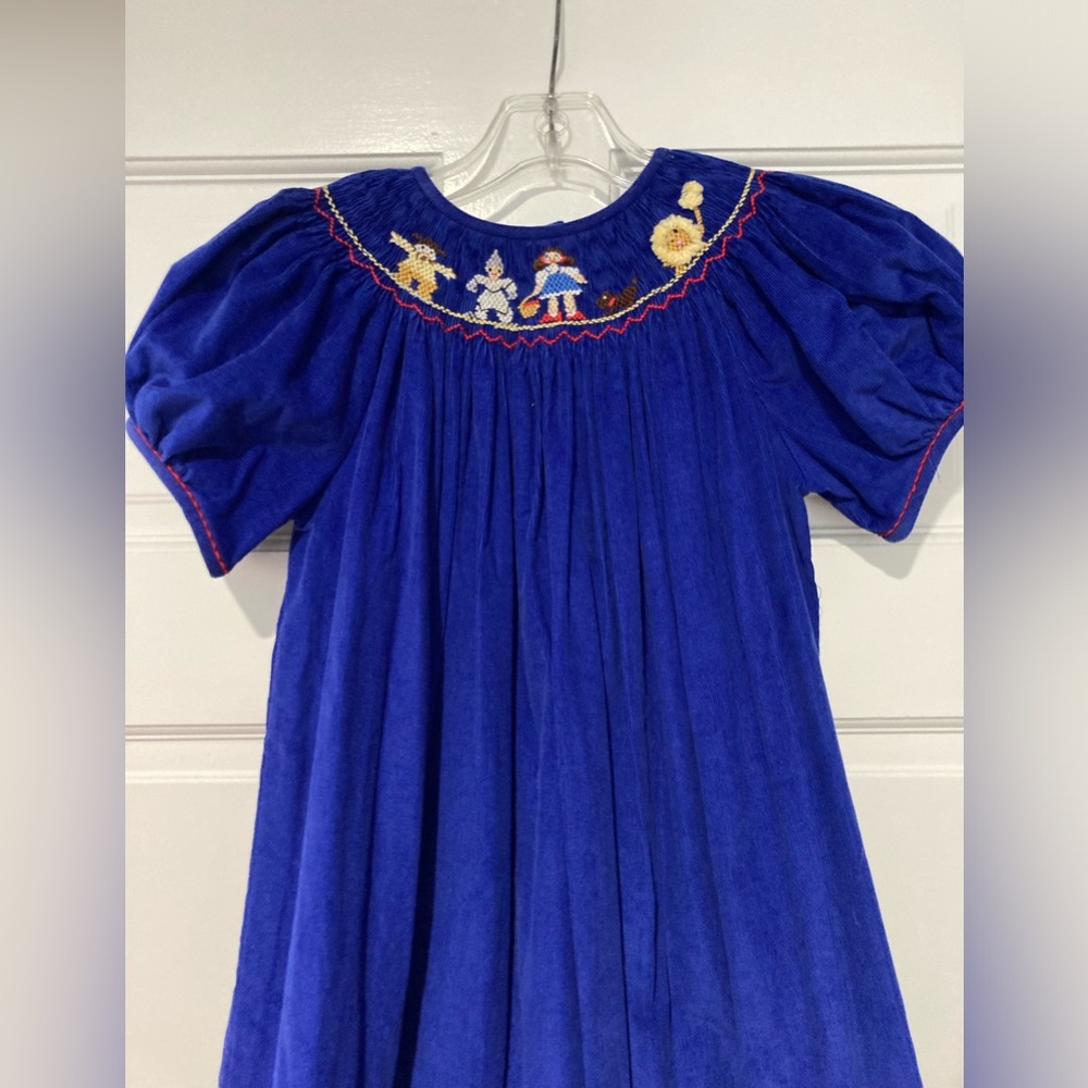 Amanda Remembered Wizard of Oz Corduroy Smocked Short Sleeved Dress NWOT Girls 6 - Picture 4 of 10